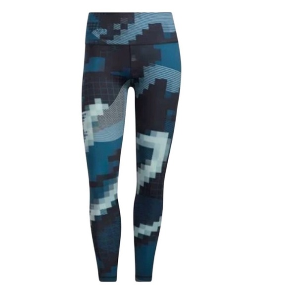 Adidas x Peloton Women's Pixelated Leggings - Blue and Black - Picture 1 of 2